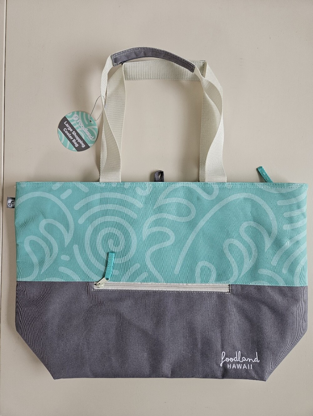 Foodland - Teal & Gray Large Shopping Cooler Tote